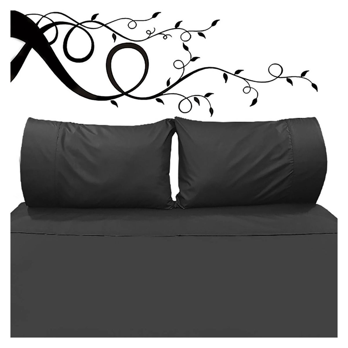 VICTORIANAS - Juego de Sabanas 1,5 Plaza Dark Clásico Negro 200 Hilos