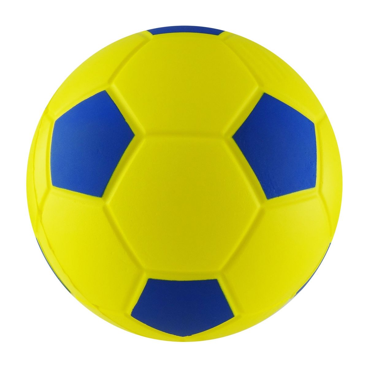 UK TIME - BALON ESPONJA PU. FUTBOL 8"  AMARILLO-AZUL