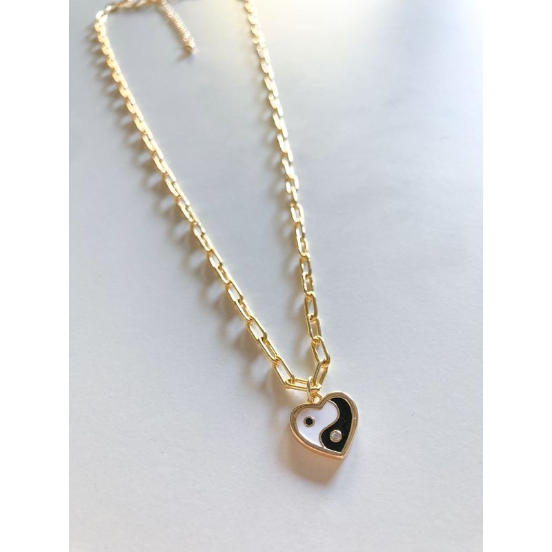 EL BAZAR DE ELLA - Collar corazon bañado en oro cadena de eslabones