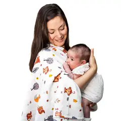 AMAMANTAS - Swaddle Arrullo RN Muselina Orgánica 120 x 120 cm Forest