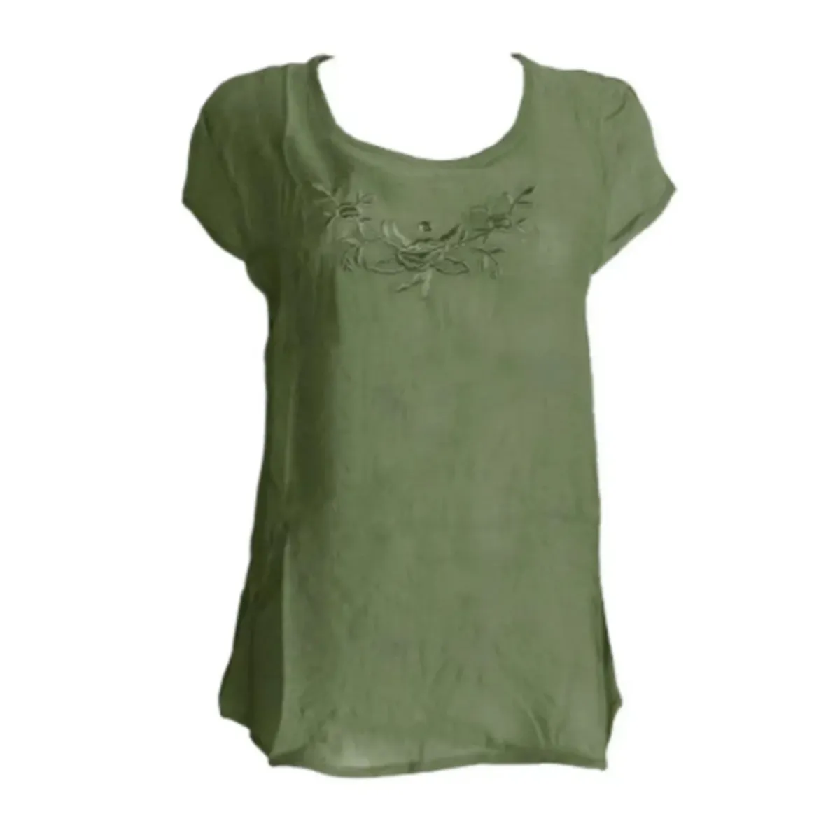 EVERSO - Pack6 Polera Mujer Manga Corta Mujer Blusa Tipo Lino Bordada