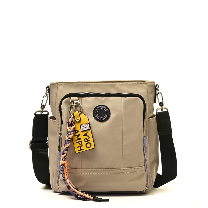 AMPHORA - Cartera bandolera grande riz beige