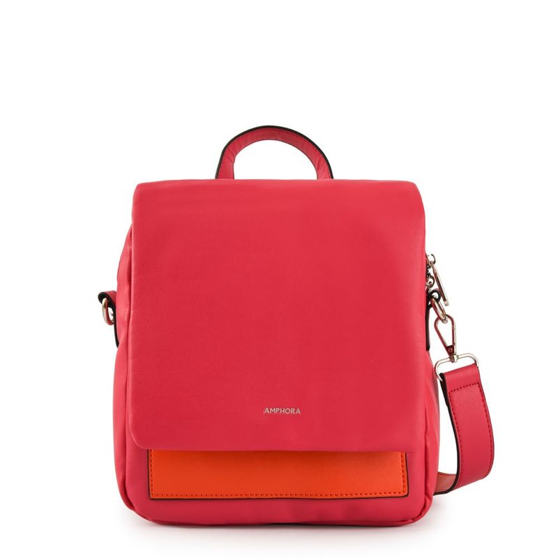 AMPHORA - Mochila arieli con tapa mediana fucsia