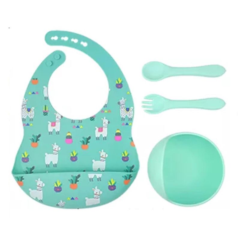 FIGLIO - Set Babero Silicona Plato Cuchara Alpacas 4 En 1
