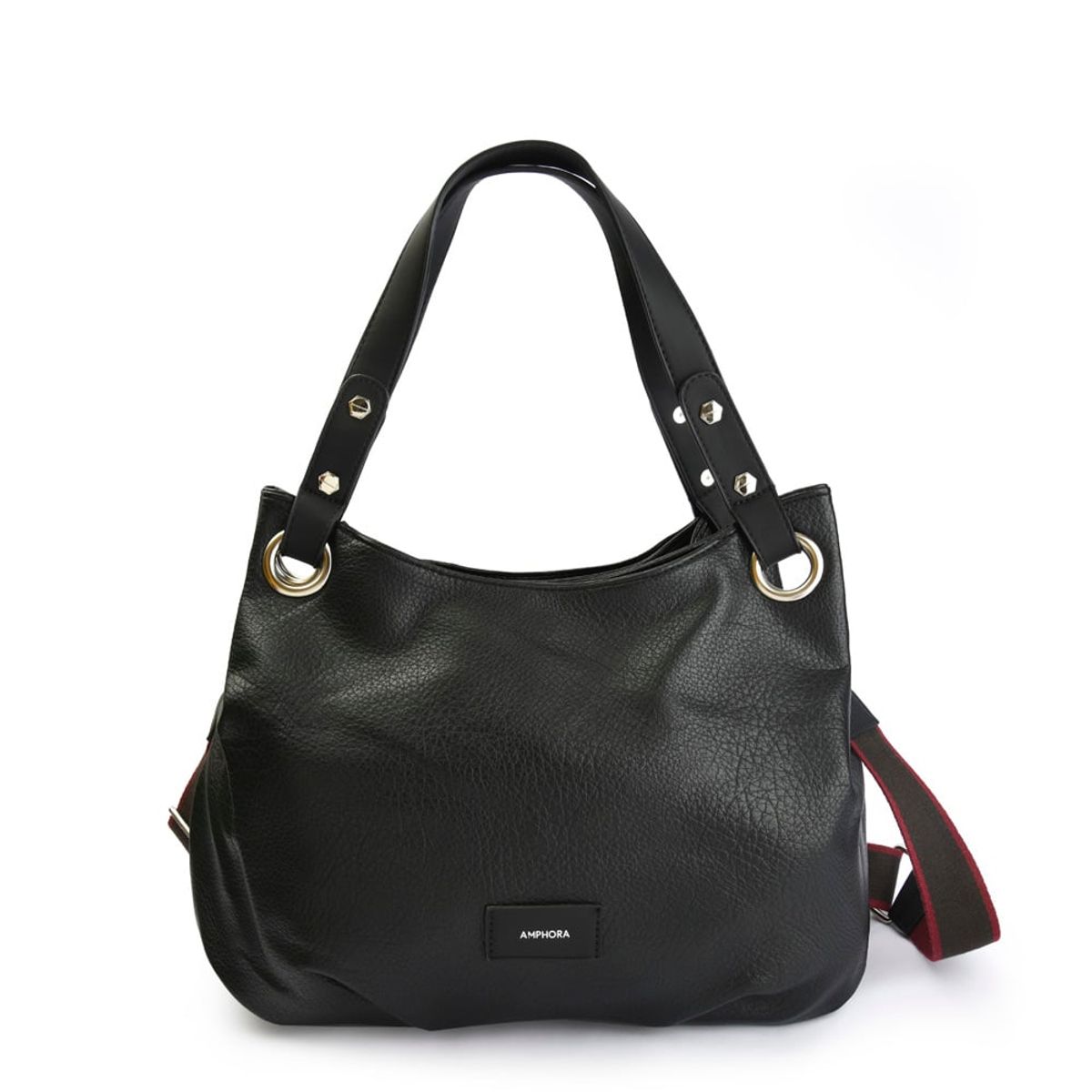 AMPHORA - Cartera Dos Asas Tres divisiones grande silke negro