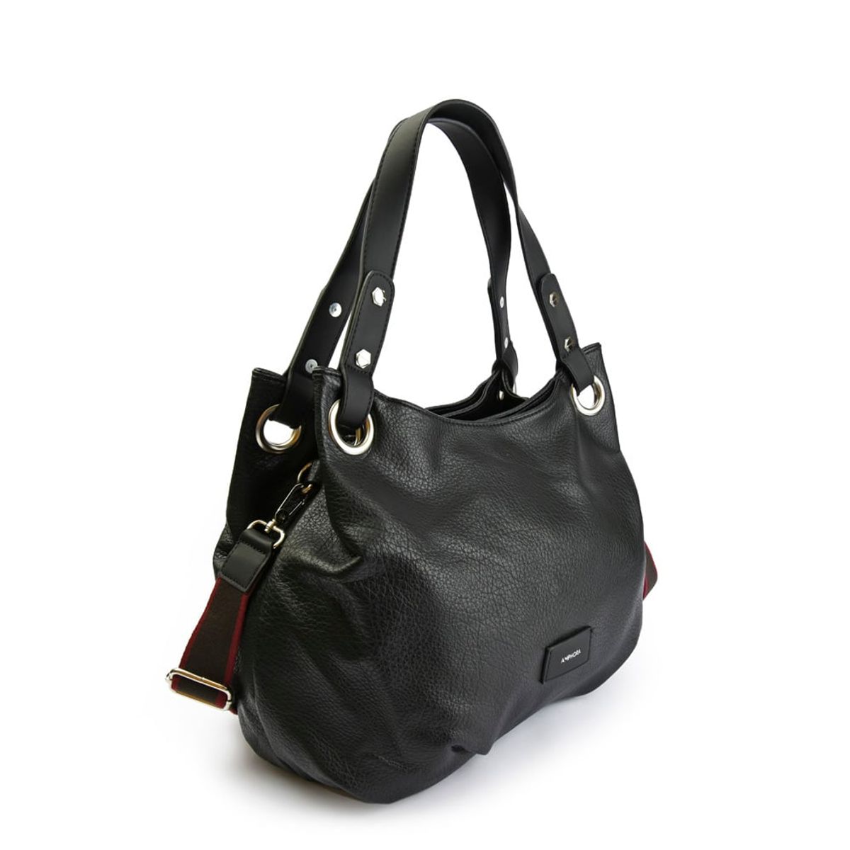 AMPHORA - Cartera Dos Asas Tres divisiones grande silke negro