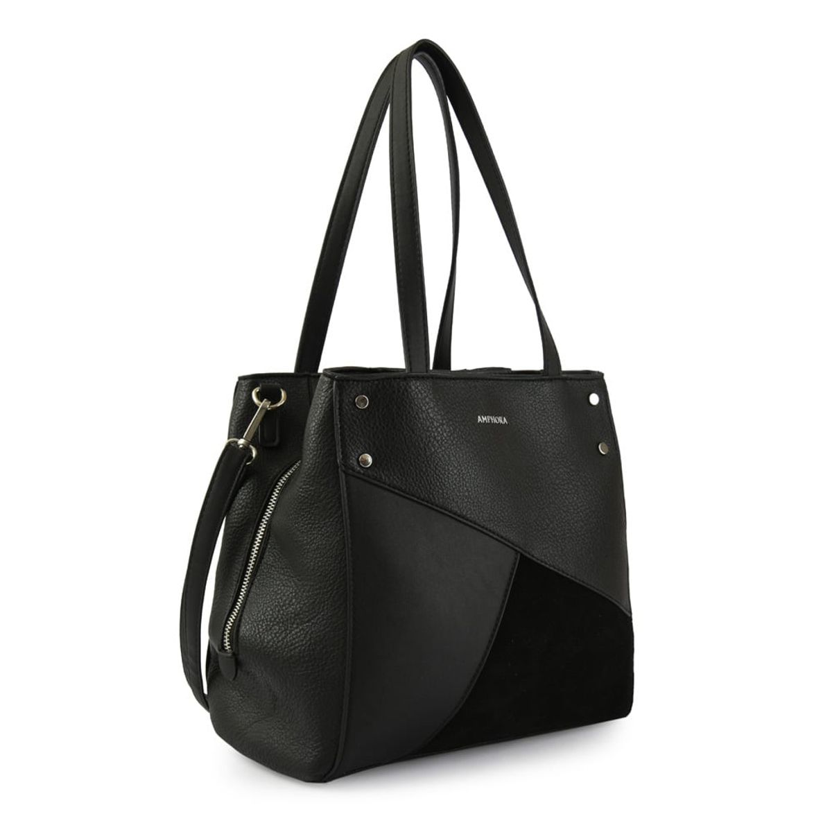 AMPHORA - Cartera tote tres divisiones noix mediana negro