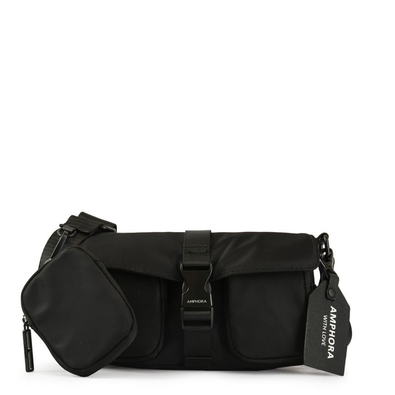 AMPHORA - Cartera Bandolera malu con tapa pequeña negro
