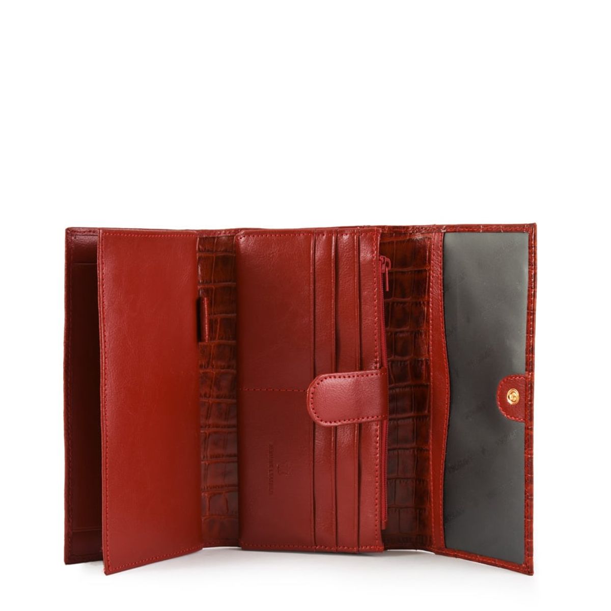 AMPHORA - Chequera con flap crocco class rojo