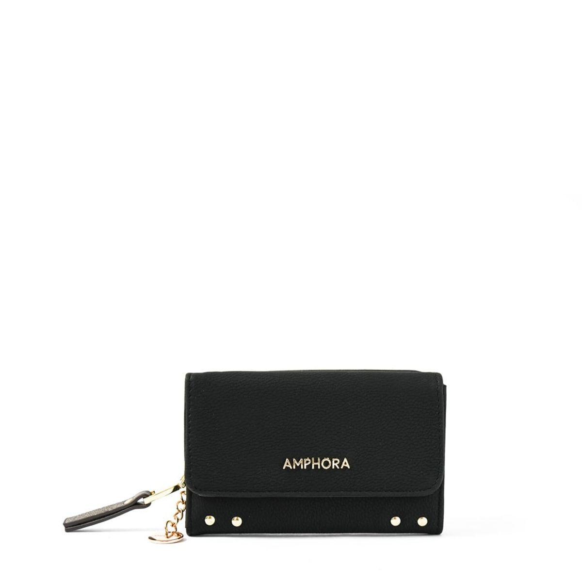 AMPHORA - Billetera cierre exterior catriel mediana negro
