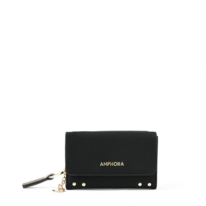 AMPHORA - Billetera Cierre Exterior Mediana Catriel Negro