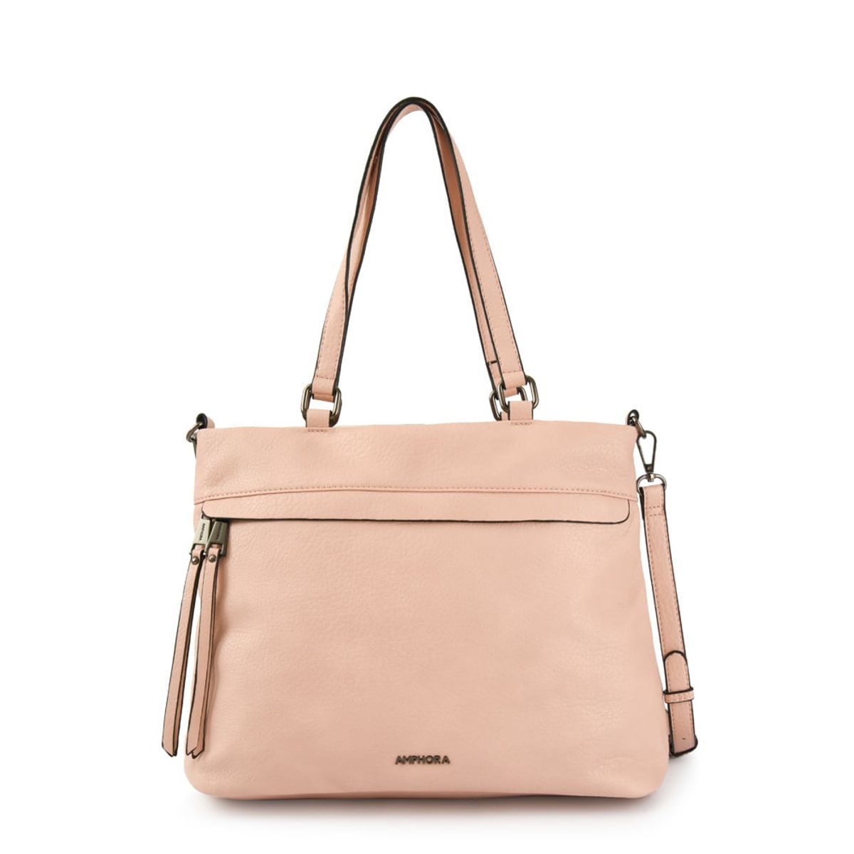 AMPHORA - Cartera Dos Asas Tres divisiones Grande Balezi Rosado Claro
