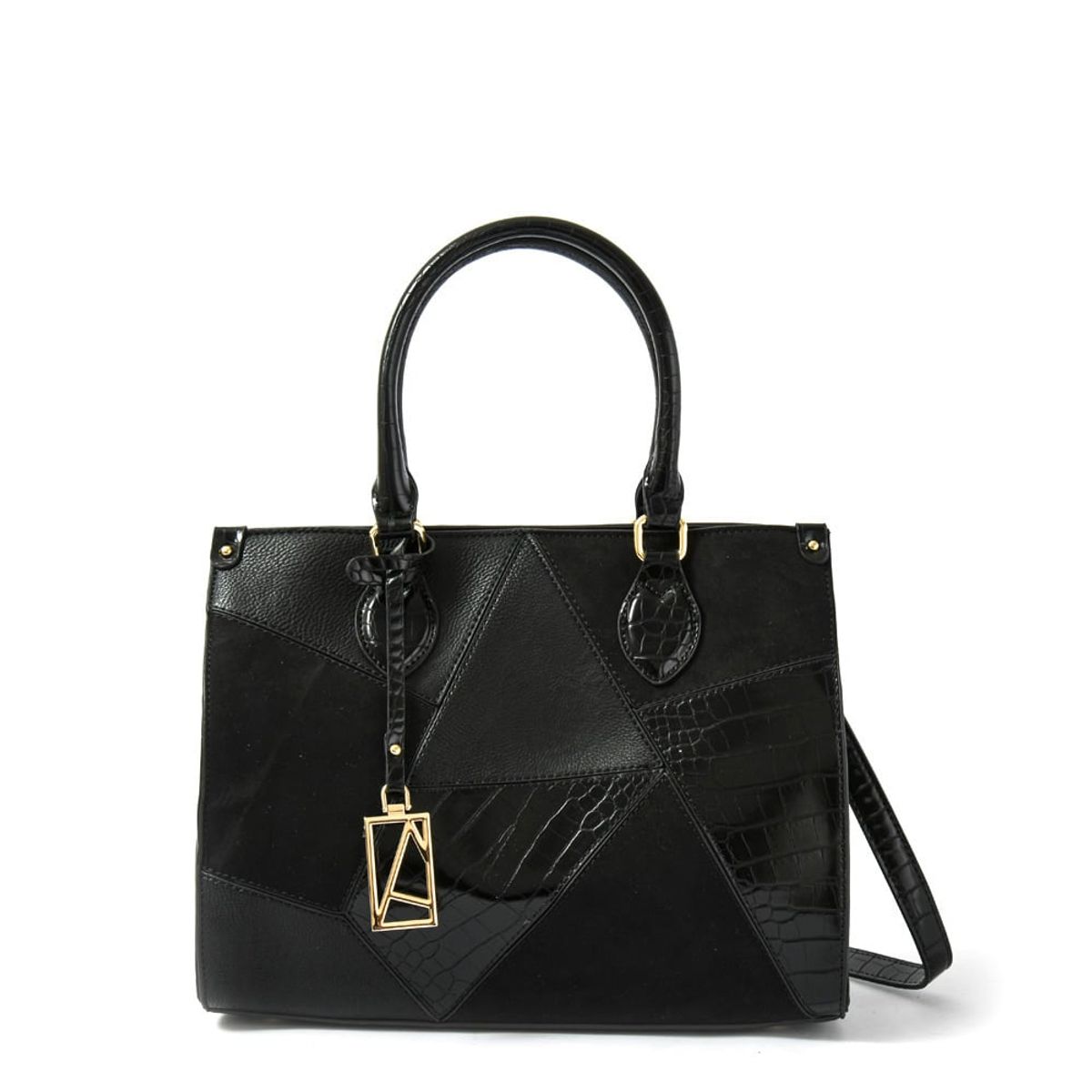 AMPHORA - Cartera tote geo mediana negro