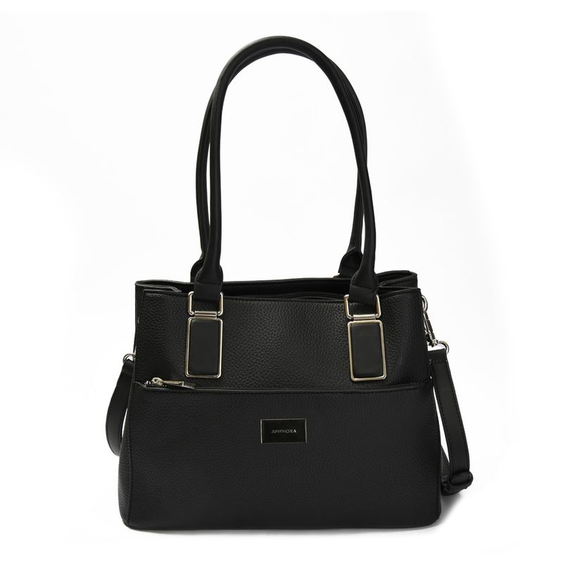 AMPHORA - Cartera Dos Asas Tres divisiones mediana kirya negro