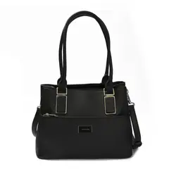 AMPHORA - Cartera Dos Asas Tres divisiones mediana kirya negro