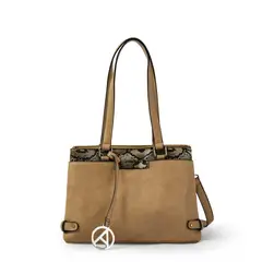 AMPHORA - Cartera dos asas mediana malgaria beige