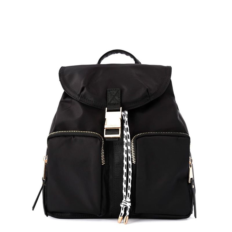 AMPHORA - Mochila Con Tapa Grande Birambi Negro