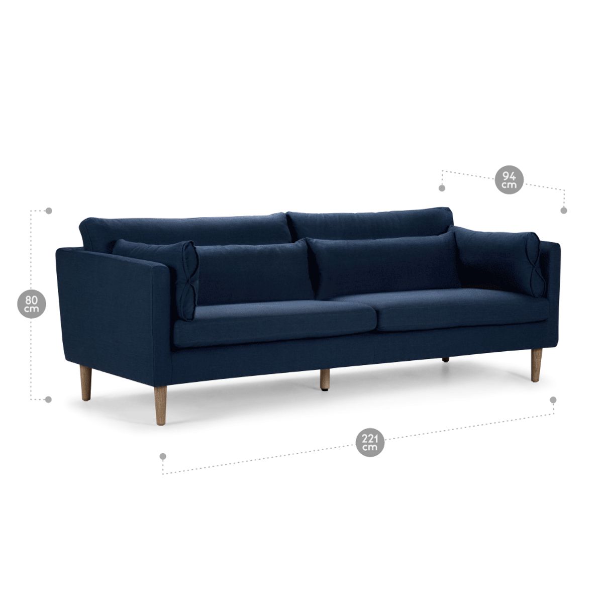 ROSEN - Sofá Rosen Vesterbro 3 Cuerpos Tela Azul