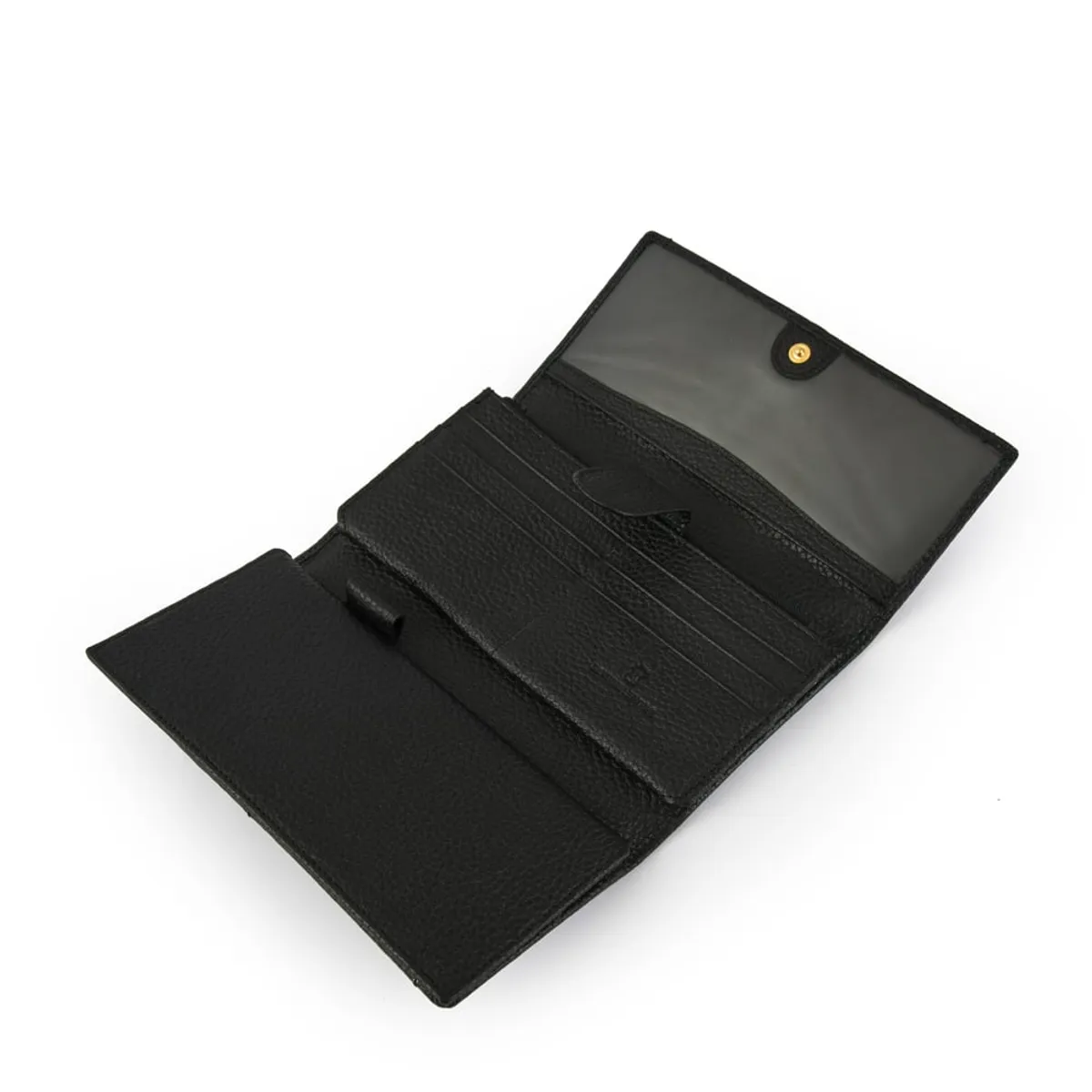 AMPHORA - Chequera new eyelet cuero doble grande negro