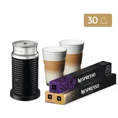 NESPRESSO - Pack Barista - 30 Cápsulas De Café + Espumador de Leche + 2 Vasos