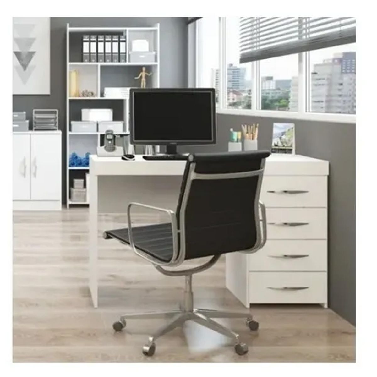 TODODESCUENTO - Escritorio 4 Cajones Mdf , Blanco