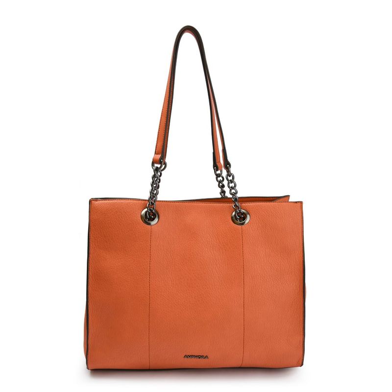 AMPHORA - Cartera Dos Asas Tres divisiones mediana leary naranja