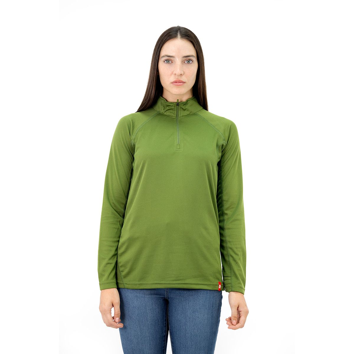 QUEBEC - Polera Quebec Half-Zip Mujer Verde Oliva