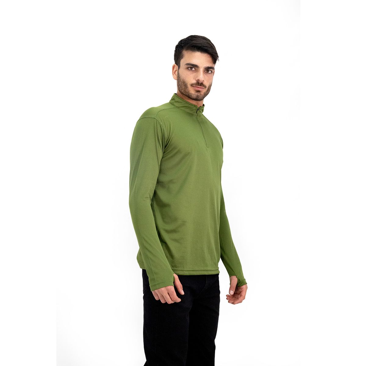 QUEBEC - Polera Quebec Half-Zip Verde Oliva Hombre