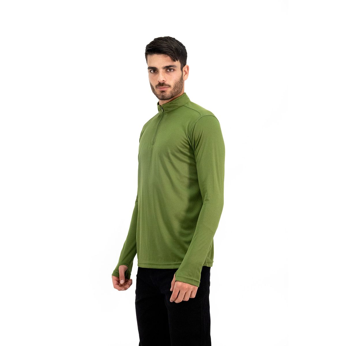 QUEBEC - Polera Quebec Half-Zip Verde Oliva Hombre