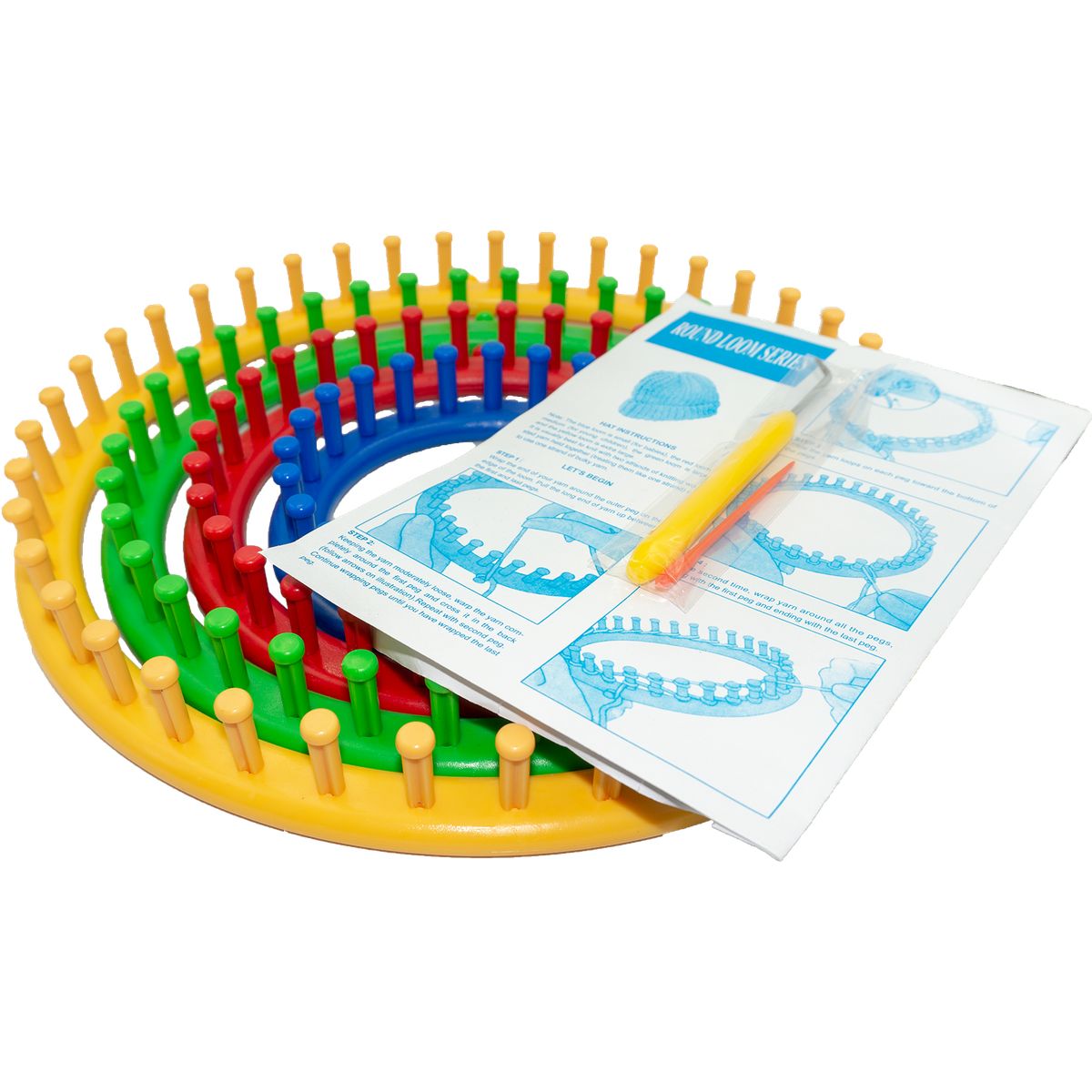 GENERICO - 4 Telares redondos plásticos (14, 19, 24 y 29cm) + gancho