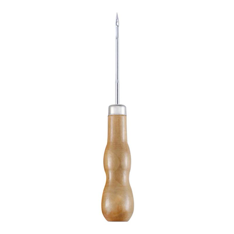 GENERICO - Lezna o punzón con mango de madera para perforar y coser