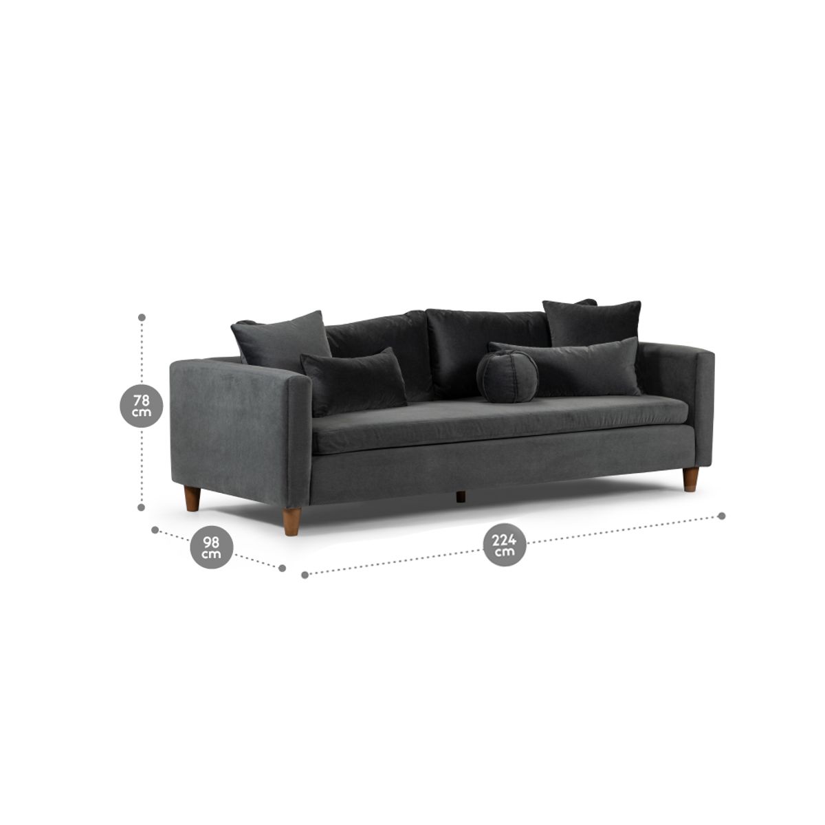 ROSEN - Sofá Rosen Conery 3,5 Cuerpos Tela Grafito