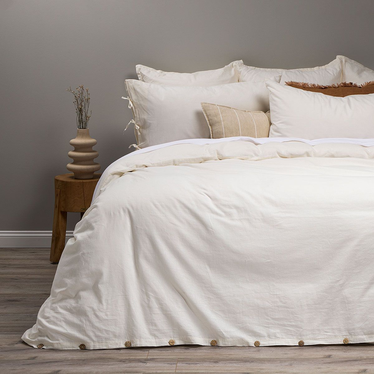 ROSEN - Funda Plumón Rosen Lino-Algodón Pure Liso Súper King Blanco