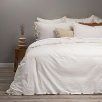 Funda Plumón Lino-Algodón Pure Liso Súper King Blanco
