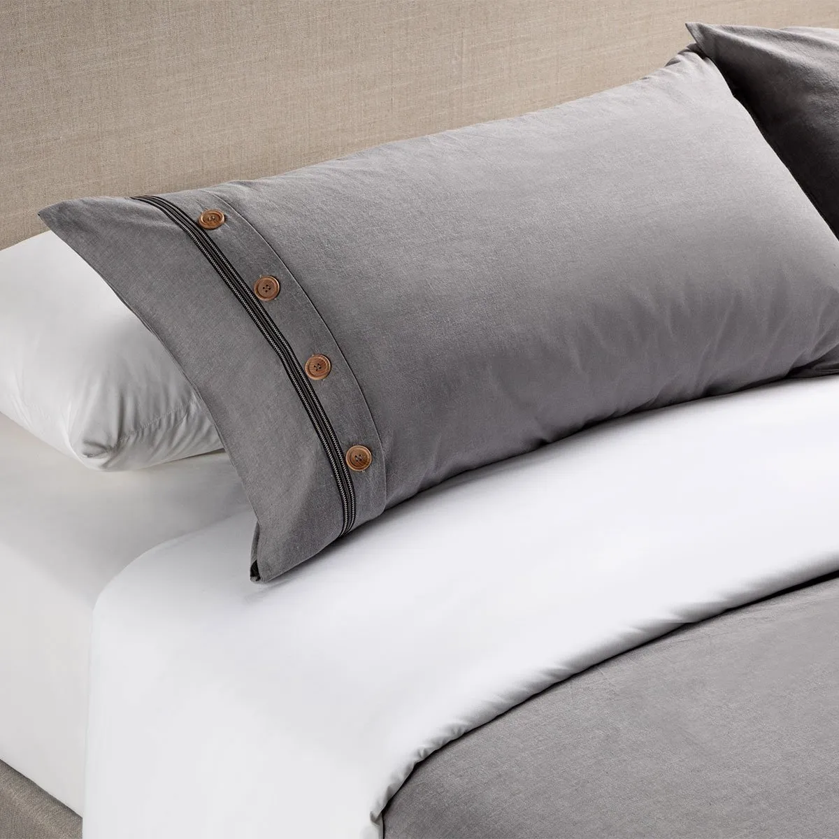 ROSEN - Funda Plumón Rosen Algodón Pure New Lanin 2 Plazas Gris