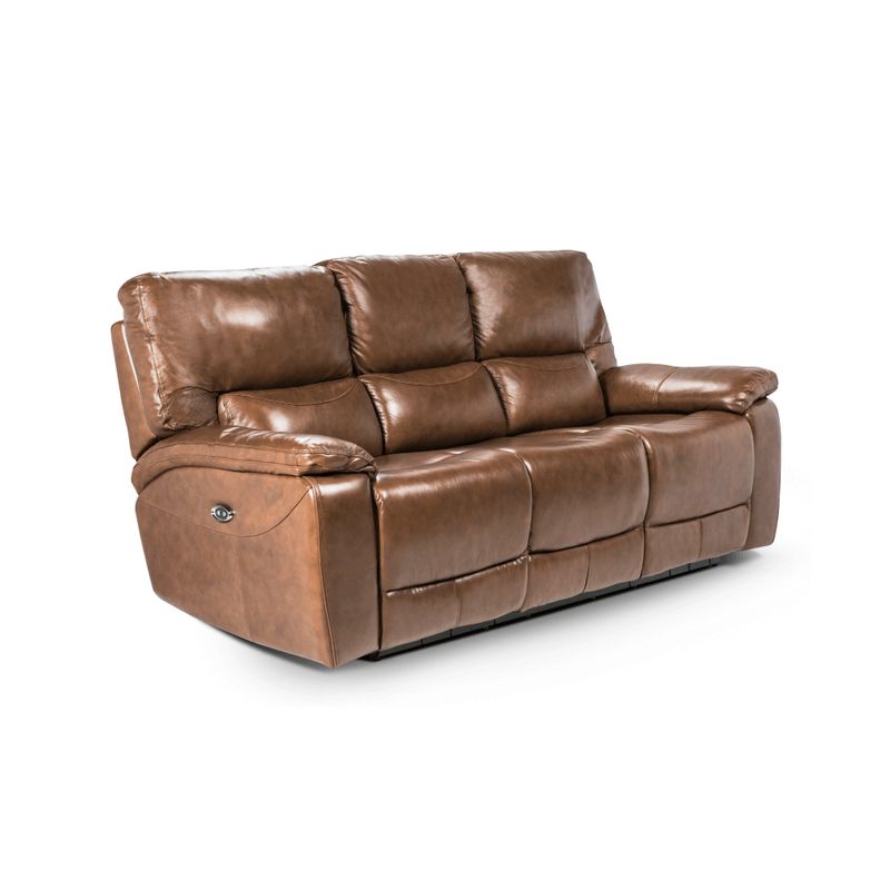 ROSEN - Sofá Reclinable Poch Cuero 3 Cuerpos Marrón