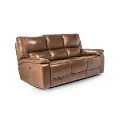 ROSEN - Sofá Reclinable Poch Cuero 3 Cuerpos Marrón