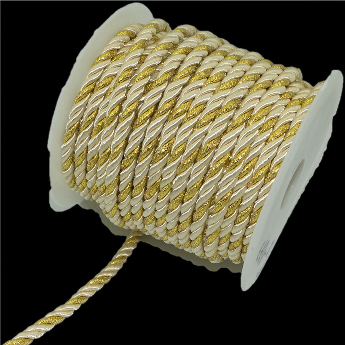 GENERICO - Cordón blanco con dorado 5mm 20 mts