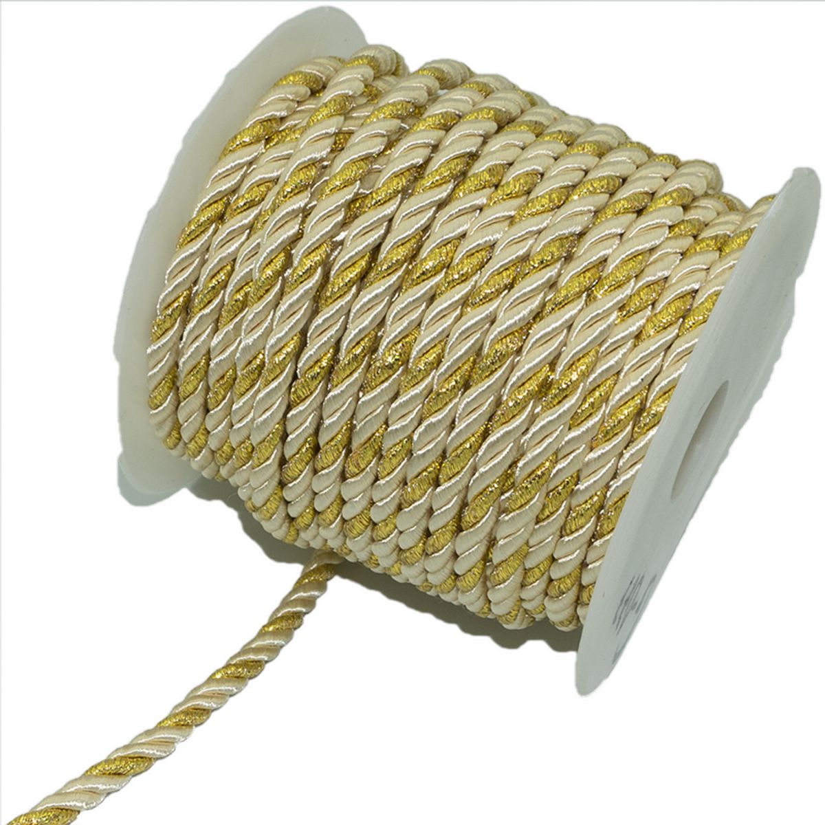 GENERICO - Cordón blanco con dorado 5mm 20 mts
