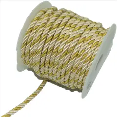 GENERICO - Cordón blanco con dorado 5mm 20 mts