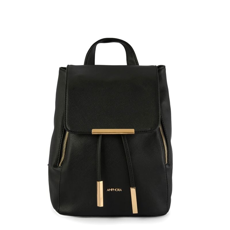 AMPHORA - Mochila Con Tapa Mediana Kirkli Negro