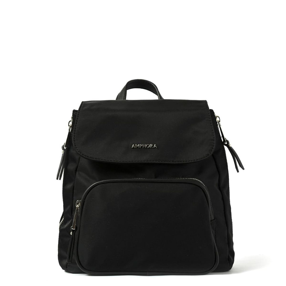 AMPHORA - Mochila con tapa pequeña trey negro