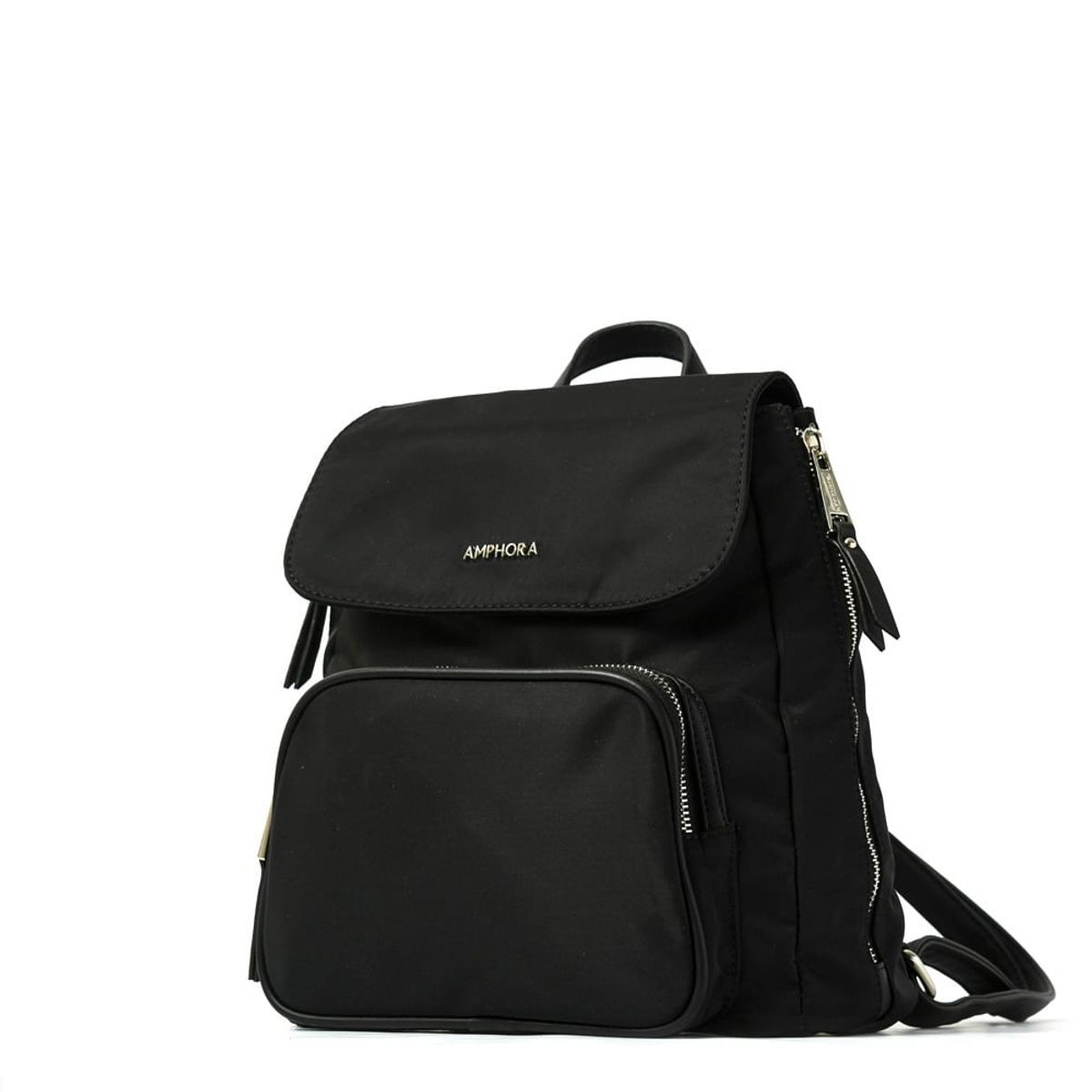 AMPHORA - Mochila con tapa pequeña trey negro