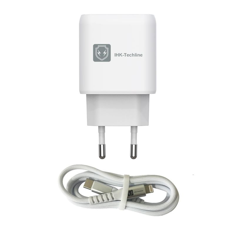 IHK TECHLINE - Cargador 25w Carga Rápida Incluye Cable C a L para iPhone