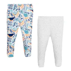 BAMBINO - Set 2 Pantalones Azules Dinosaurio para bebé