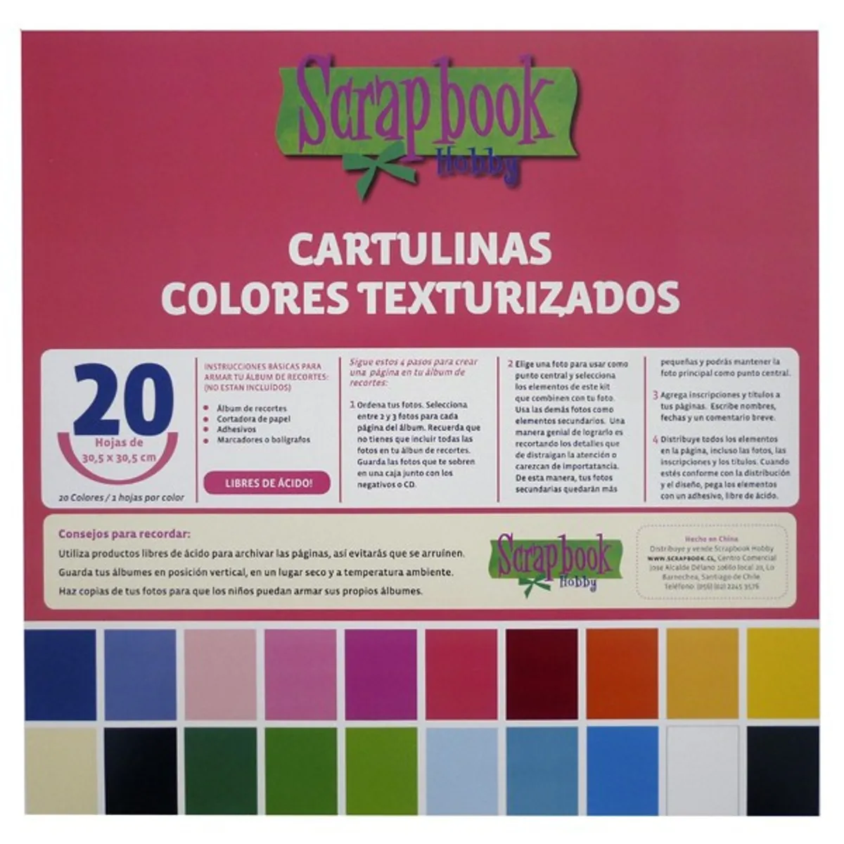 AMERICAN CRAFTS - Cartulina Colores scrapbook texturizadas