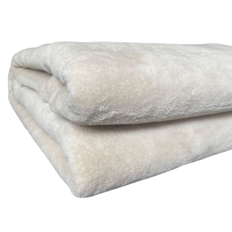 GENERICO - FRAZADA FLANNEL MANTA SUAVE 2 PLAZAS NATURAL