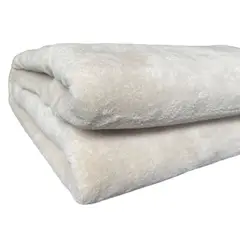 GENERICO - FRAZADA FLANNEL MANTA SUAVE 2 PLAZAS NATURAL