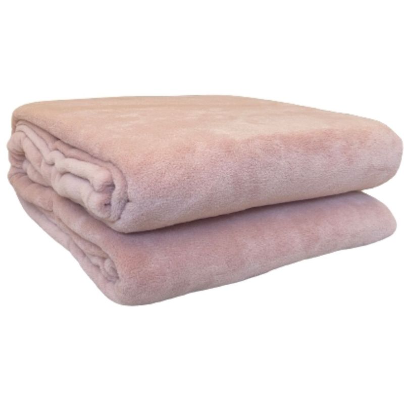 GENERICO - FRAZADA FLANNEL MANTA SUAVE 2 PLAZAS ROSA