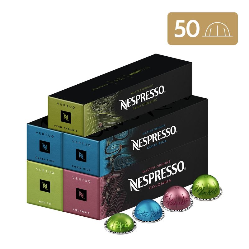 NESPRESSO - Cápsulas de café Vertuo Pack Master Origin - 50 Unidades